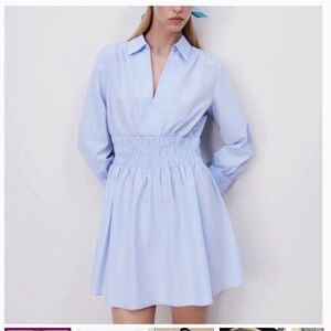 Zara Blue Poplin Dress